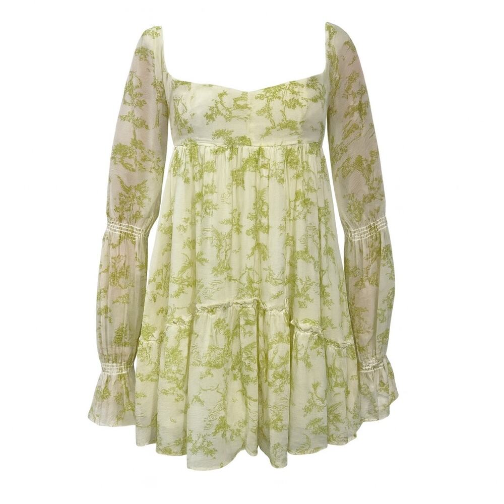 Urban Outfitters Size S Lanette Toile Fairy‎ Print Mini Dress Cream Coquette Elf - Picture 12 of 12